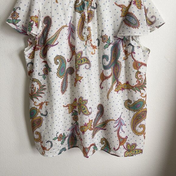 Talbots Top Womens 3X Plus Floral Tropical Breathable Beach‎ Cotton Boho Coastal - Picture 3 of 15